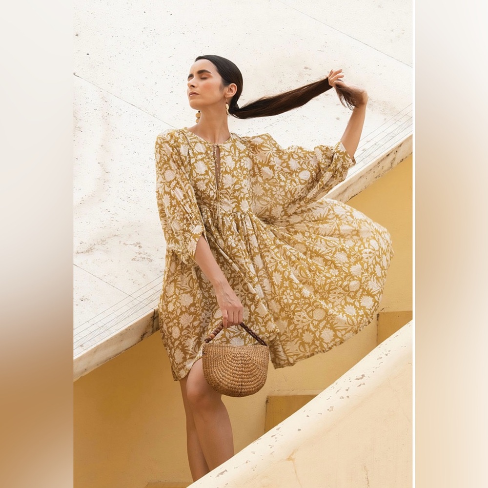 DAUGHTERS OF INDIA KYRA MINI DRESS BOHO FLOWY SIZE XS